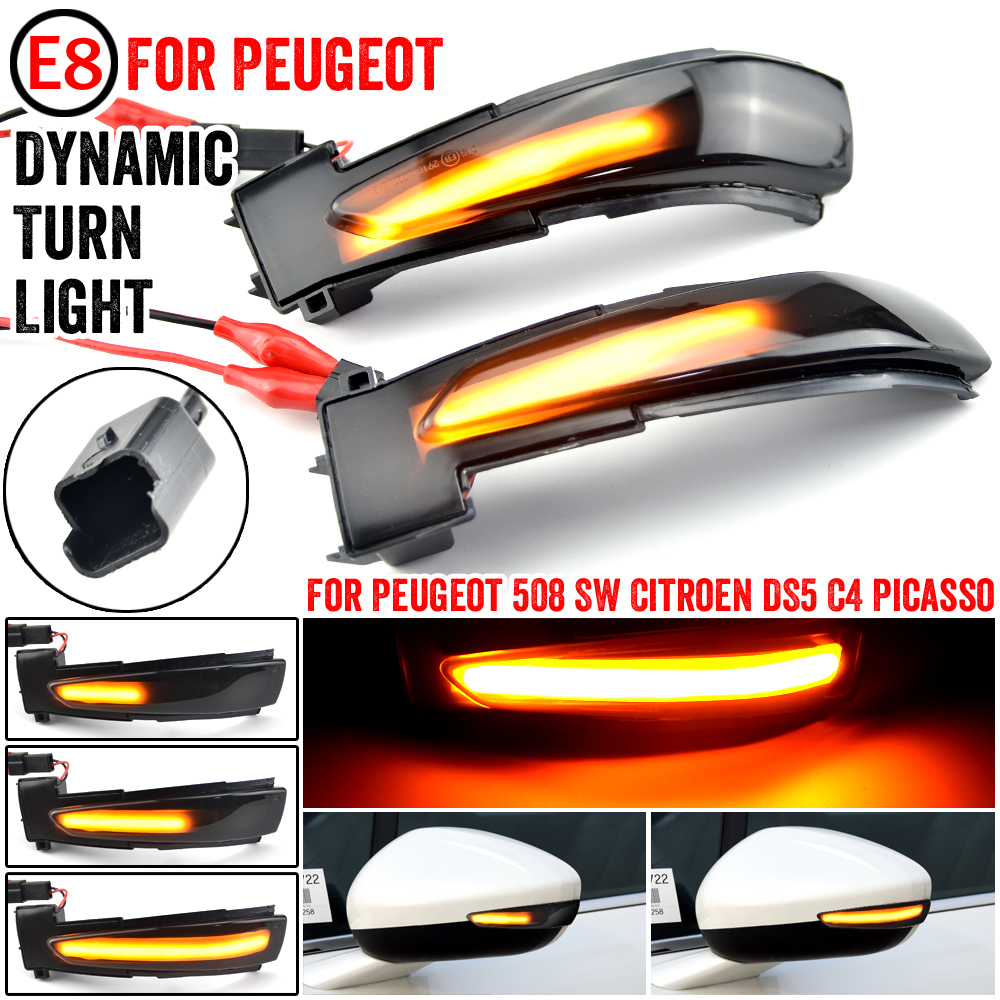 2 stk dynamisk blinklys til peugeot 508 sw led sekventielt blinklys til citroen  ds5 c4 grand picasso ii
