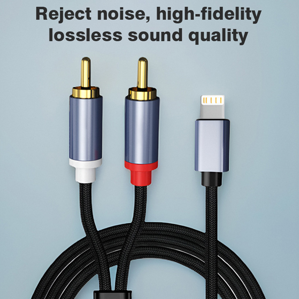 Câble Lightning vers RCA, adaptateur Audio Aux pour iPhone 14 13 12 11 iPad pour amplificateur de puissance, cordon de haut-parleur de cinéma maison de voiture