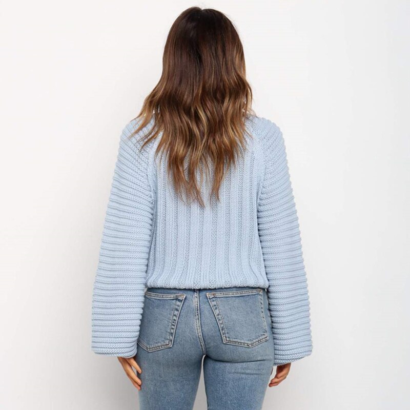 women Knit sweaters for autumn winter soft thick warm woman pullover loose solid color outwear