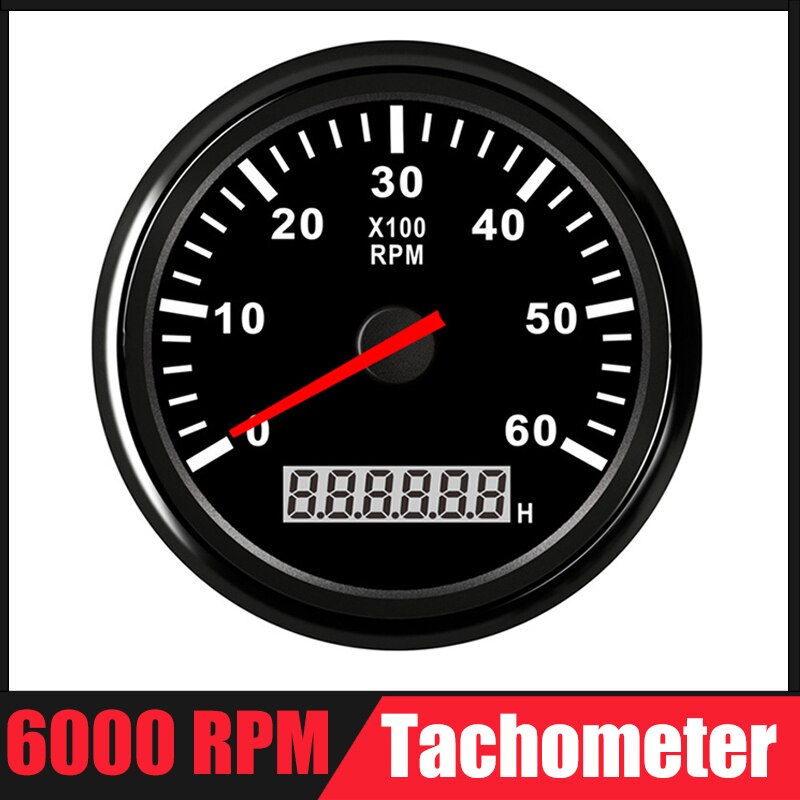 85mm Auto-Tachometer 6000 RPM Diesel- Tachometer Mit LCD Betriebsstundenzähler verrotten Hintergrundbeleuchtung Für Stiefel Marine Zubehör12V 24V: BN 0-6KRPM