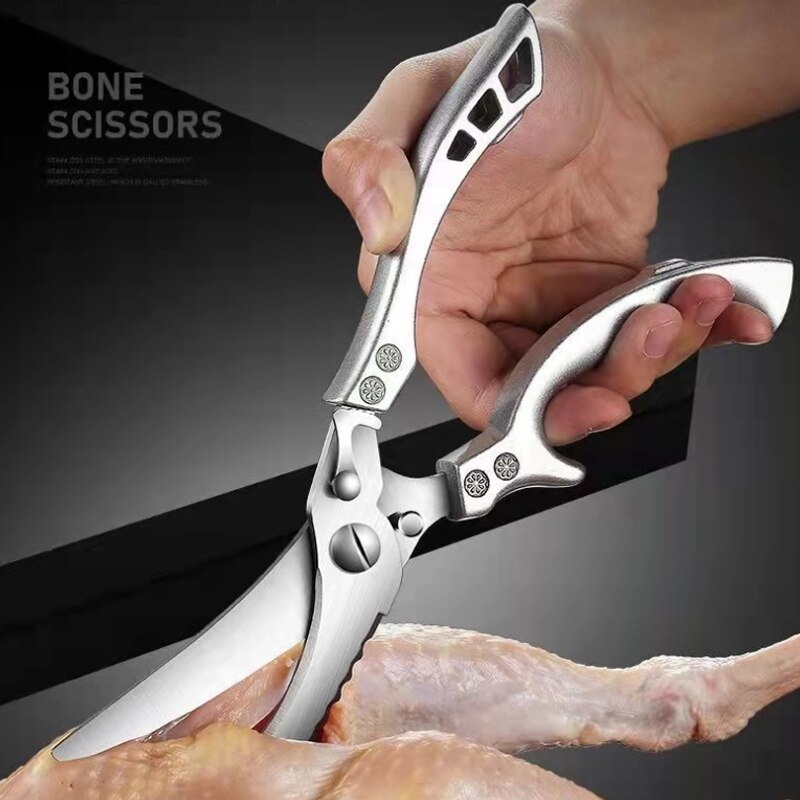 Professional Stainless Steel Kitchen Scissors Chicken Bone Scissors Chicken Duck Fish Cutter Shears Cook Scissors