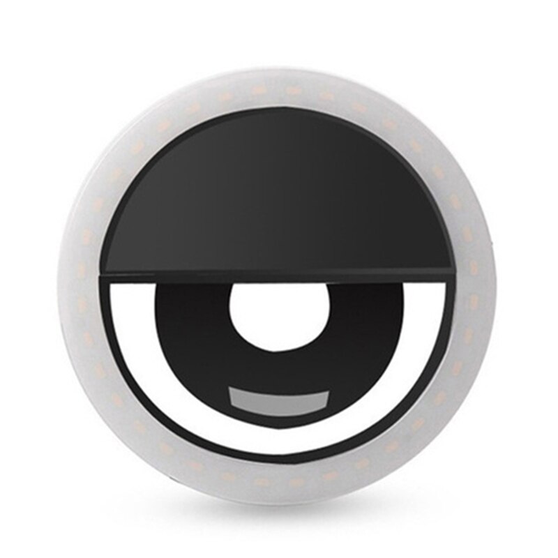Portable LED Camera Selfie Led Ring Light 3 Level Brightness With Clip Luminous Ring Light For iPhone 12 Pro Max Xiaomi Samsung: Black