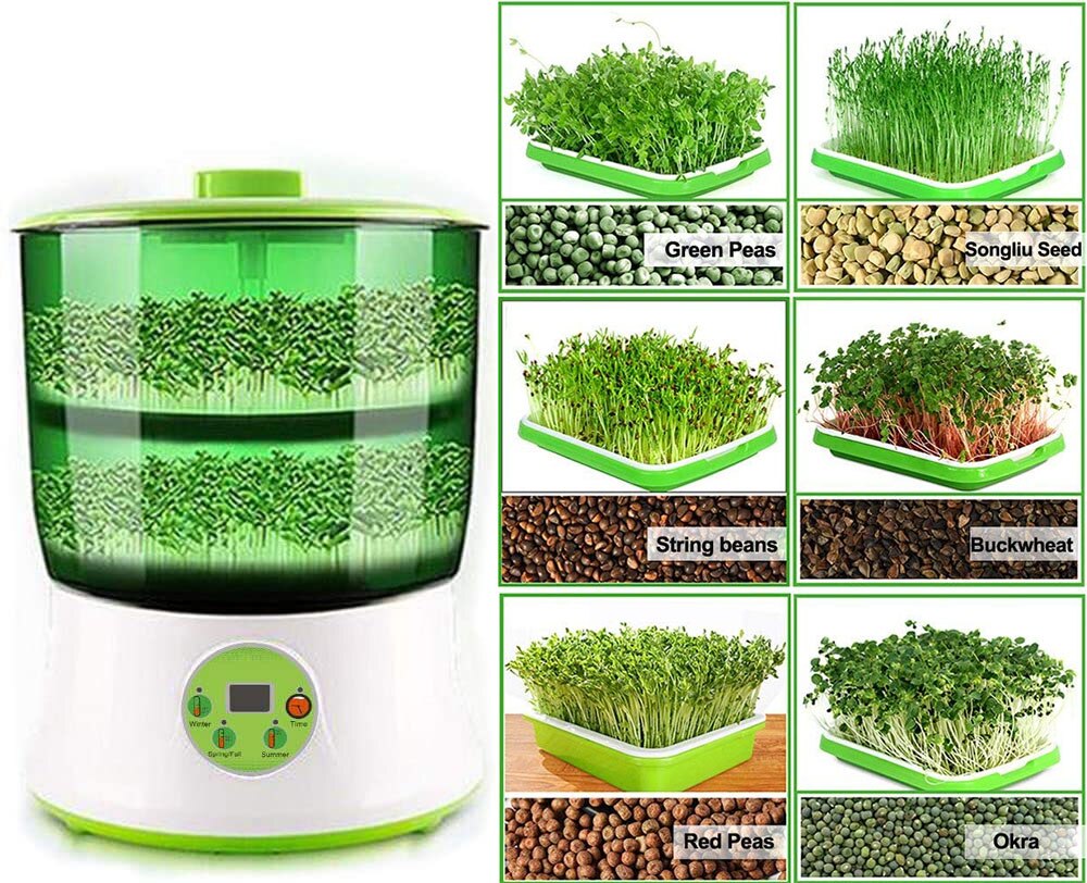 1.5L Bean Sprout Maker Green Vegetable Seedling Growth Bucket Thermostat Automatic Bud Electric Sprouts Germinator Machine