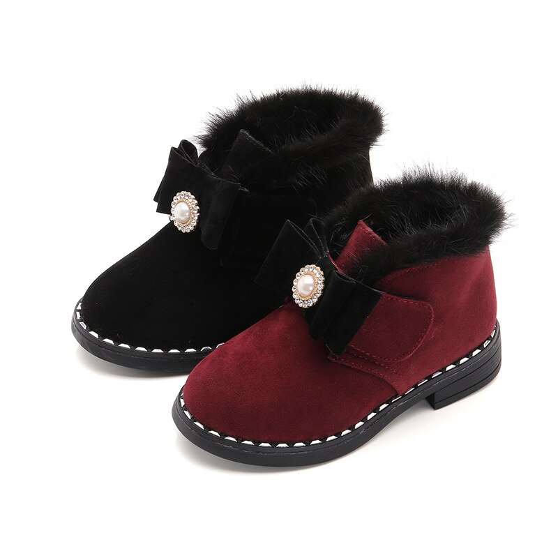 Kinderen Laarzen Herfst En Winter Meisjes Laarzen Mode Pluche Korte Laarzen Warme Klittenband Kinderen katoenen Schoenen