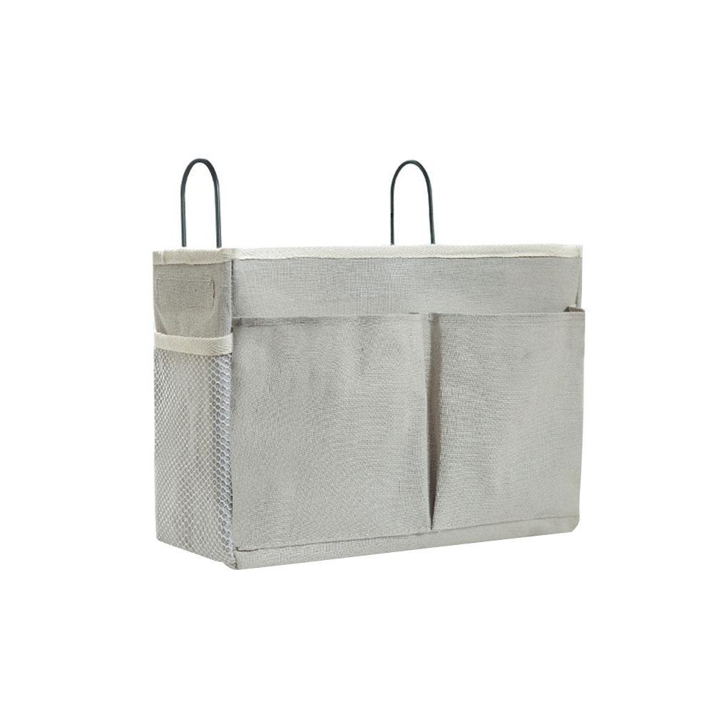 Hanging storage bag Bedside Storage Organizer Dormitory Phone Book Magazine waterproof Storage Bag Holder with Hook Bed Pocket: Gray