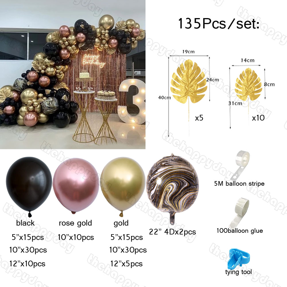 Kit de guirnalda de arco de globos dorados y negros, decoraciones de Año 2025, cortina de fondo de globos de aluminio, decoración de de feliz 30 cumpleaños: RUBY