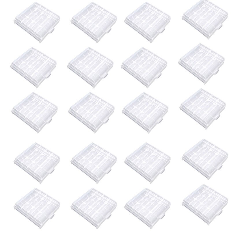 10Pcs/20Pcs Plastic Case Houder Draagbare Batterij Opbergdoos Cover Voor 4x Aa Aaa Batterij Box Container bag Case Organizer: 20pc White