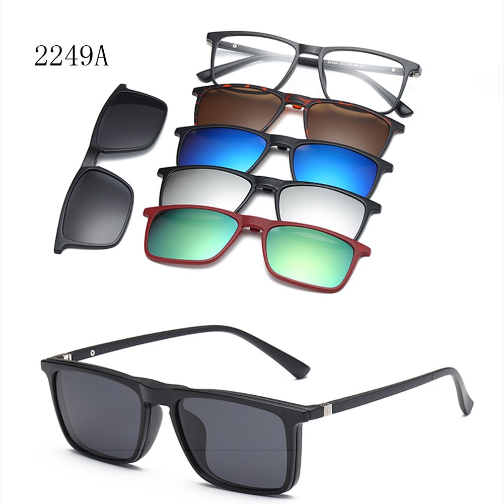 RUISIMO 5 lenes Magnet Sonnenbrille Clip Gespiegelt Clip auf Sonnenbrille clip auf gläser Männer Polarisierte Nach Rezept Myopie: CT2249A