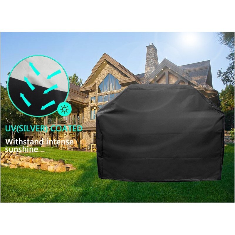 Zwarte BBQ Grill Barbeque Cover Outdoor Grill Regen UV Proof Luifel Dust Protector Voor Gas Houtskool Elektrische Barbecue Kachel Gereedschap