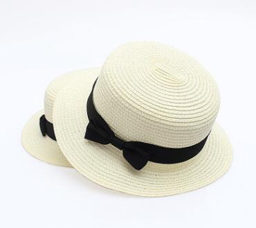 Rep platt hatt halm solskydd kvinnlig halm rosett utomhus sol strand hatt sommar hattar kvinnor keps panama kepsar: 11