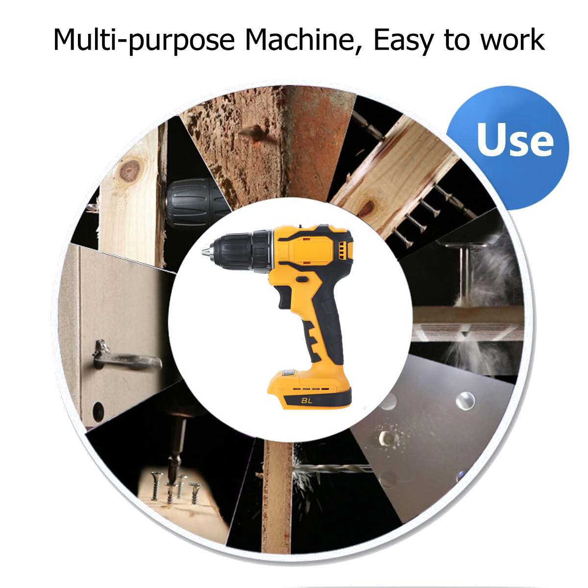 10mm Chuck Brushless Impact Drill 350N.m Cordless Electric Drill For Makita 18V Battery 4000RPM LED Light Household Power Drills