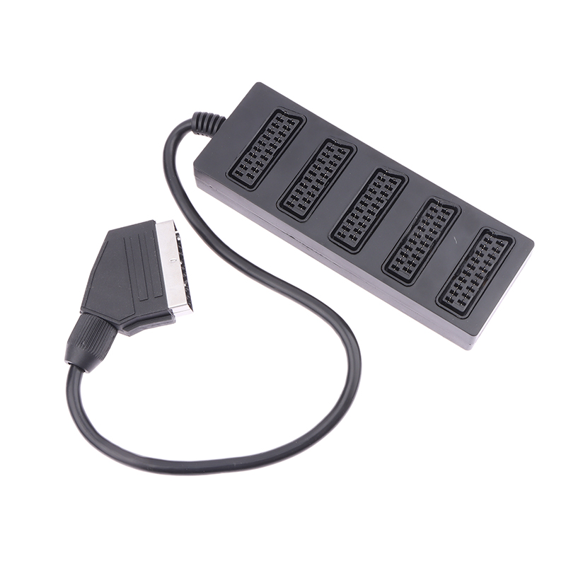 Scart macho para conector adaptador fêmea, Scart 5 Way Splitter, 1 Divida em 5 Linha de cabo, 21Pin, 21P