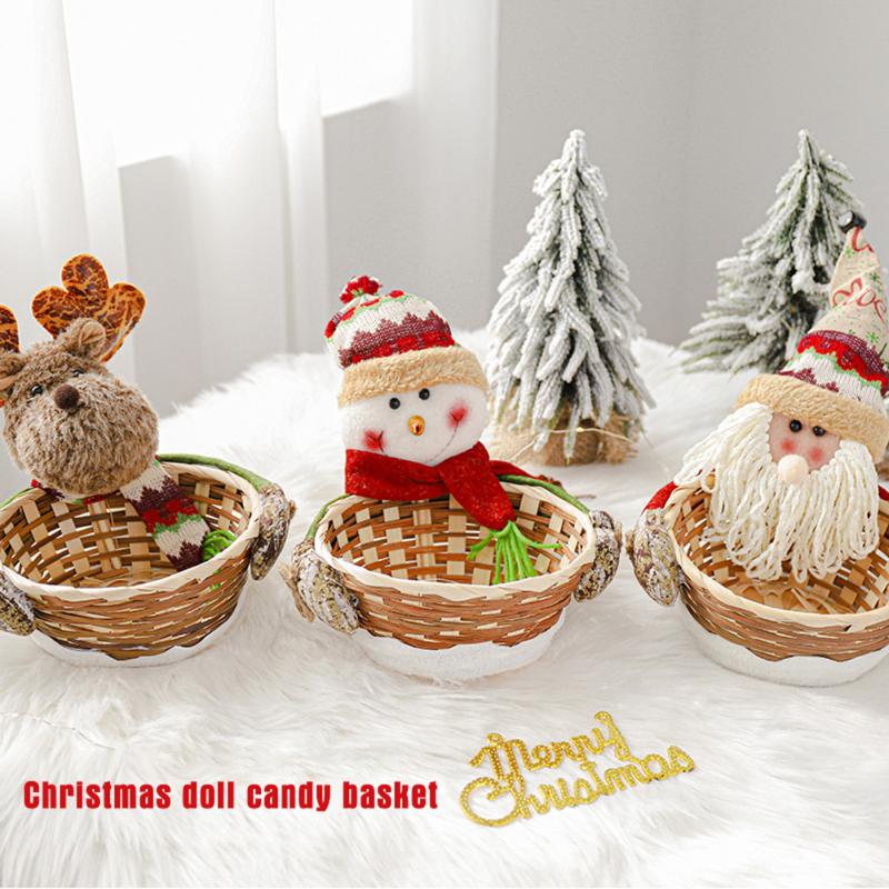 Christmas Ornaments Imitation Bark Candy Basket Three-dimensional Old Man Doll Storage Apple Basket