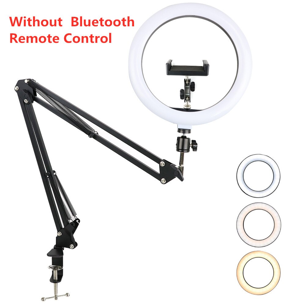 26Cm Led Ring Licht Met Lange Arm Stand Selfie Lamp Dimbare Fotografie Verlichting Kit Voor Live Tiktok Telefoon Clip opvouwbare Houder: Only Ring Light Kit