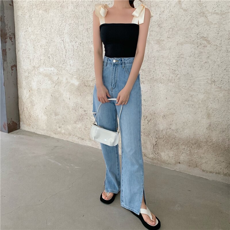 Ærmeløs crop top camis sort off shoulder sommer stil mærke koreansk tøj spaghetti rem til kvinder og #39 t-shirts