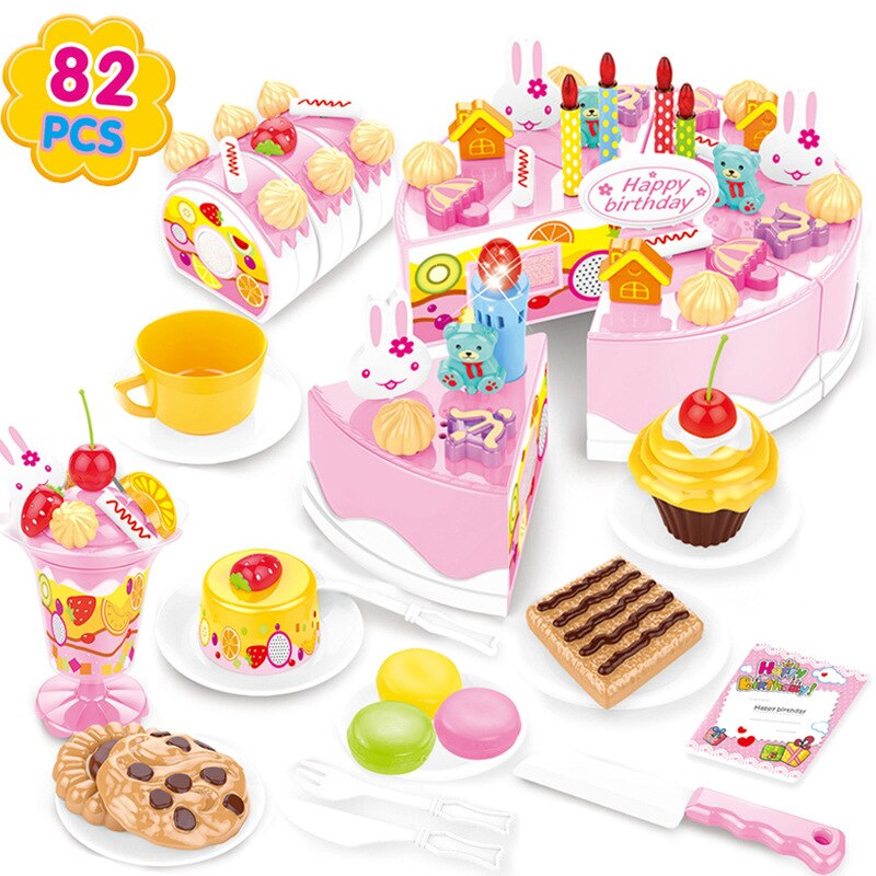 Mädchen simulation küche lebensmittel spielzeug 37-75 stück set DIY pretend zu spielen cut kuchen spielzeug geburtstag kuchen mit musik licht mädchen: 13