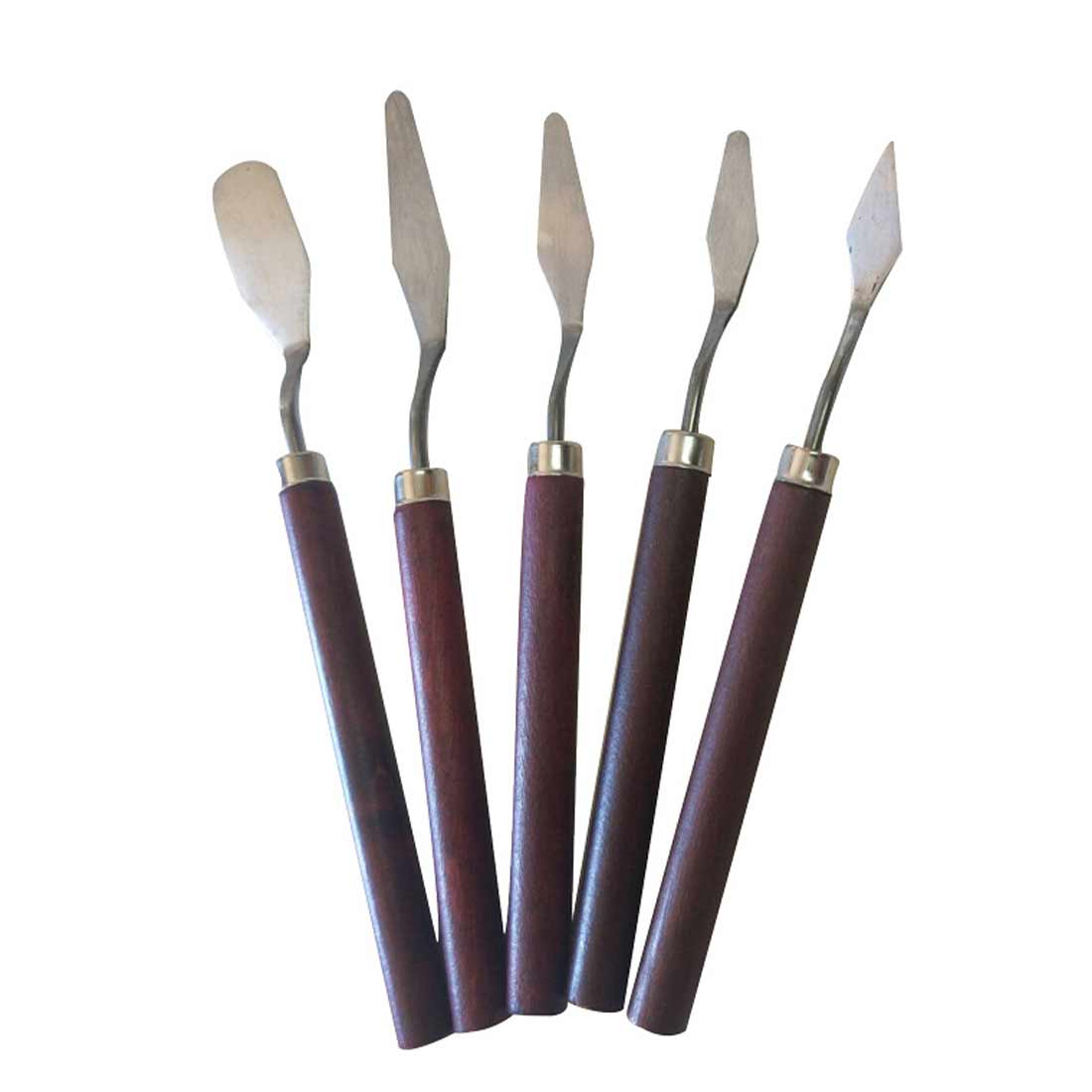 5 pieces/set of thick oil painting scraper stainless steel painting palette art painting tool set artist painting palette knife: Default Title