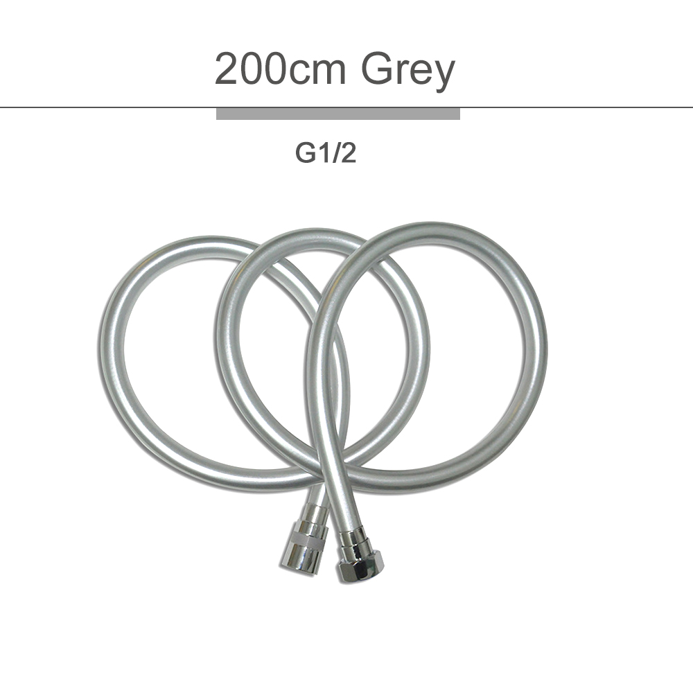 Grey Silver PVC Shower Hose 1.2-2m High Pressure Handheld Flexible Plumbing Hose GI/2 Universal Interface Anti Winding Fixture: P 200 Grey