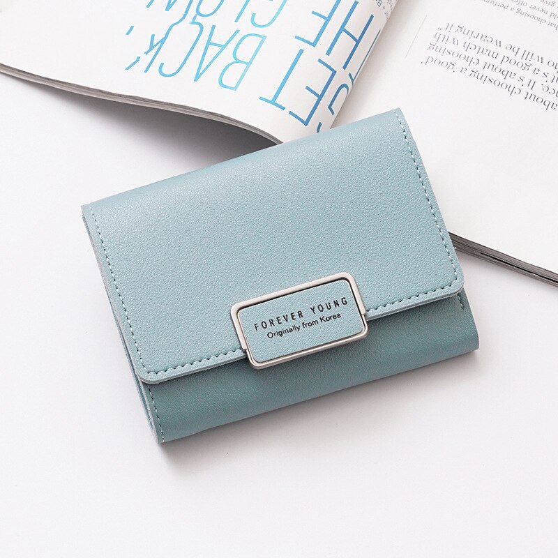 Wallet Women Leather Female Slim wallet Hasp Clutch Short Wallet Women Purse Card Holder Ladies Purse: Blue