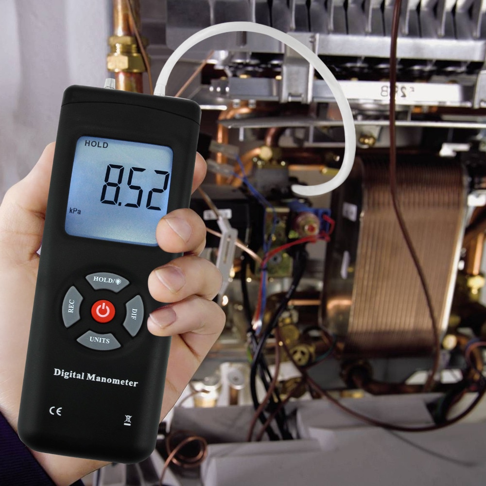 Bærbar håndholdt luftvakuum/gastrykmåler digitalt manometer 11 enheder med baggrundsbelysning  +/-13.78 kpa  +/-2 psi