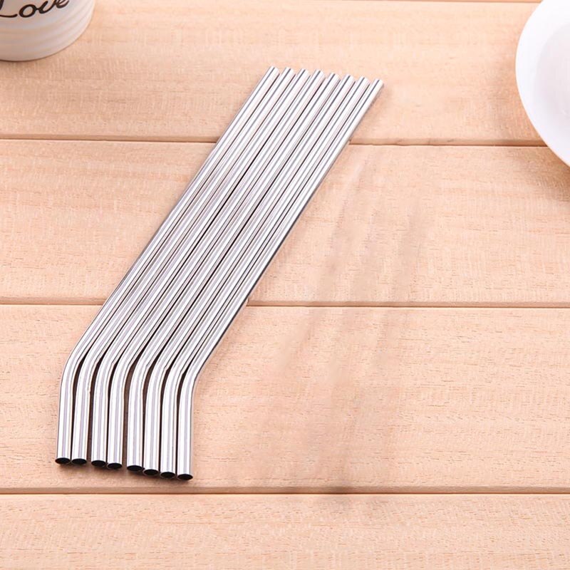 -100/ metalen rietjes, herbruikbaar 304 roestvrijstalen drinkwaterleidingen 215 mm x 6 mm gebogen rietjes 100 stuks