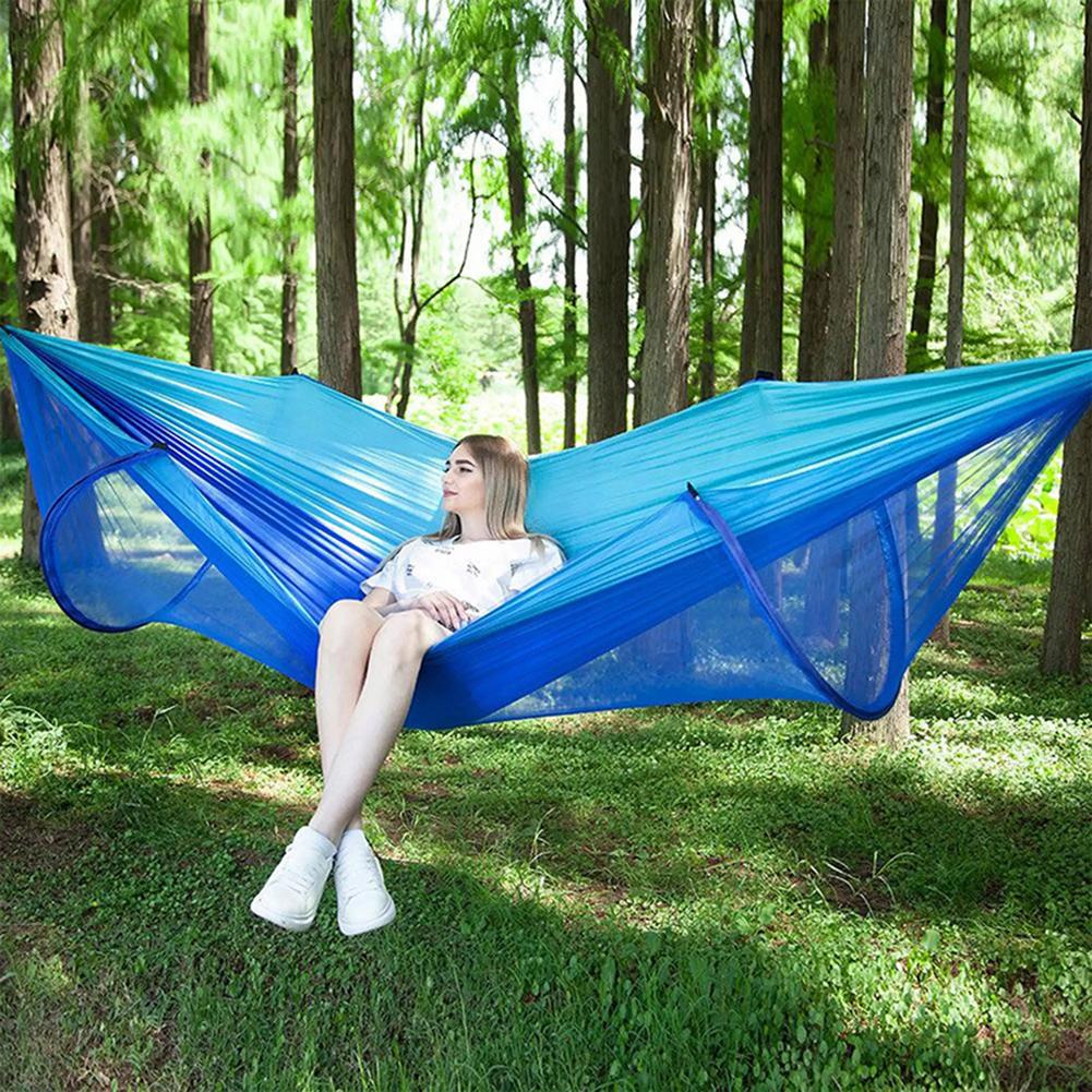 Hamac de Camping avec moustiquaire Pop-Up, lit-balançoire d&#39;extérieur Portable, Parachute,