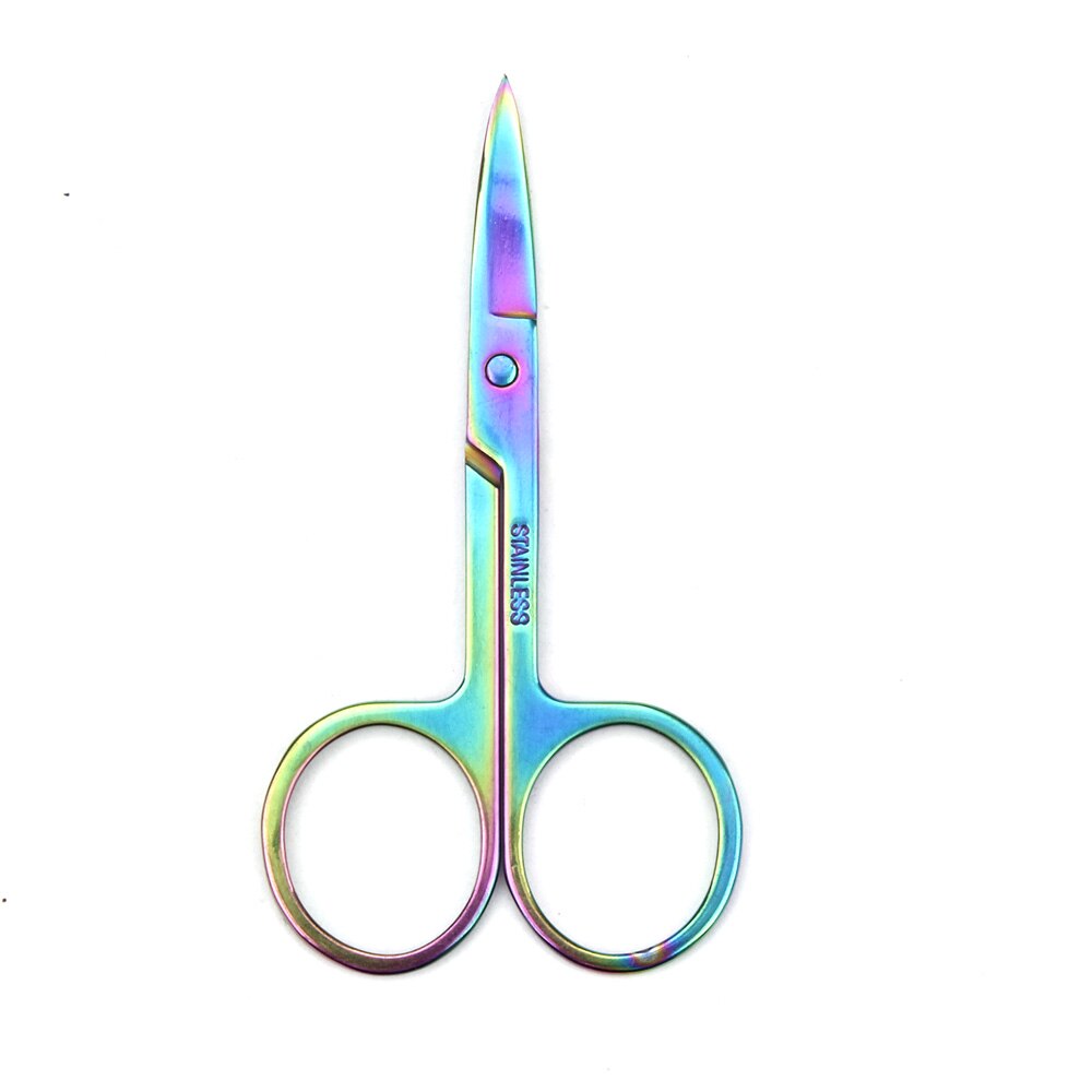 Petit ciseaux à ongles bleu manucure pour ongles en acier inoxydable sourcil nez cils cuticules ciseaux outil de maquillage incurvé: Rainbow