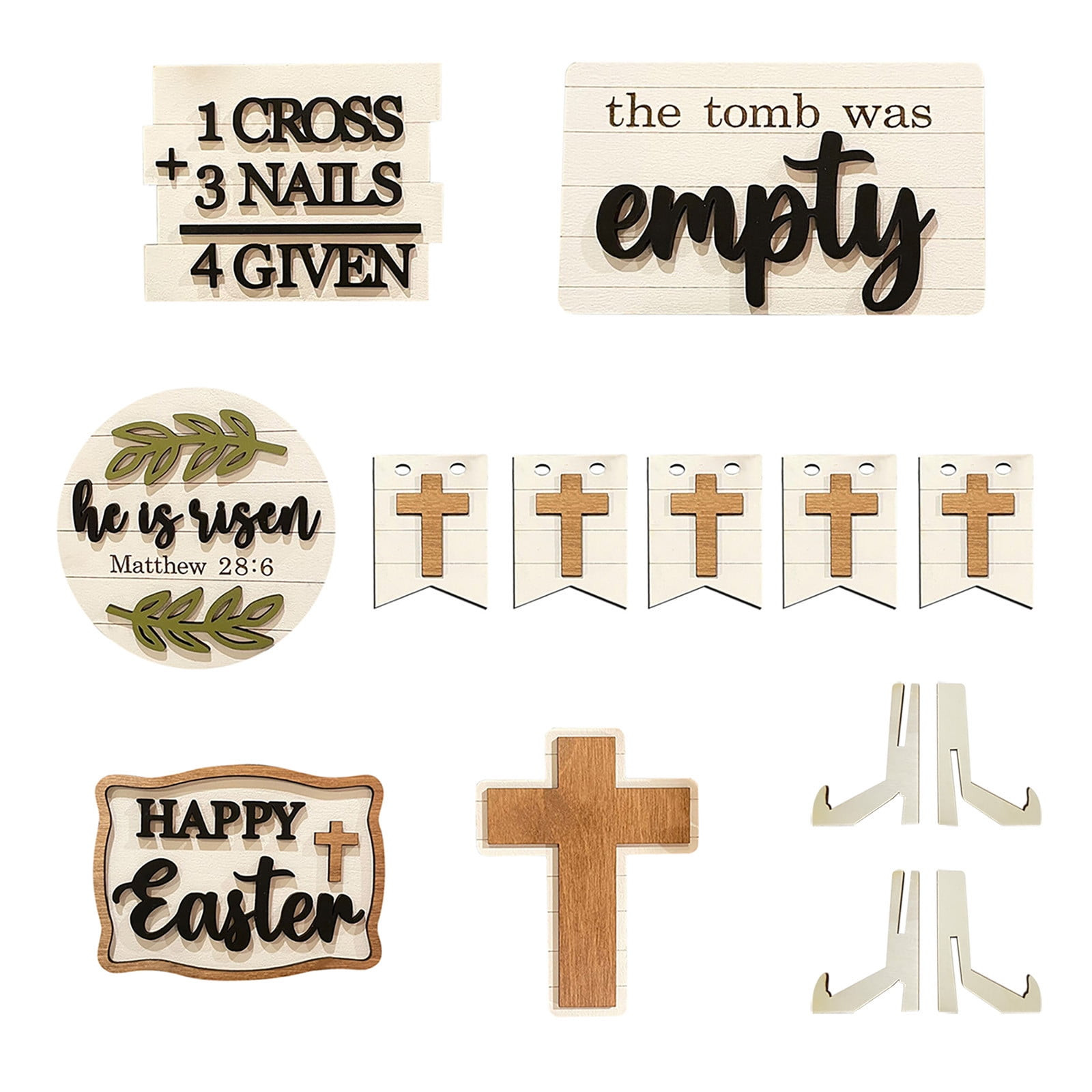 Paasdecoratieset, Lente Gelaagde Dienbladdecoraties Set, Houten Pasen Gelaagd Dienblad Decor, Pasen Huisdecoratie Ornament