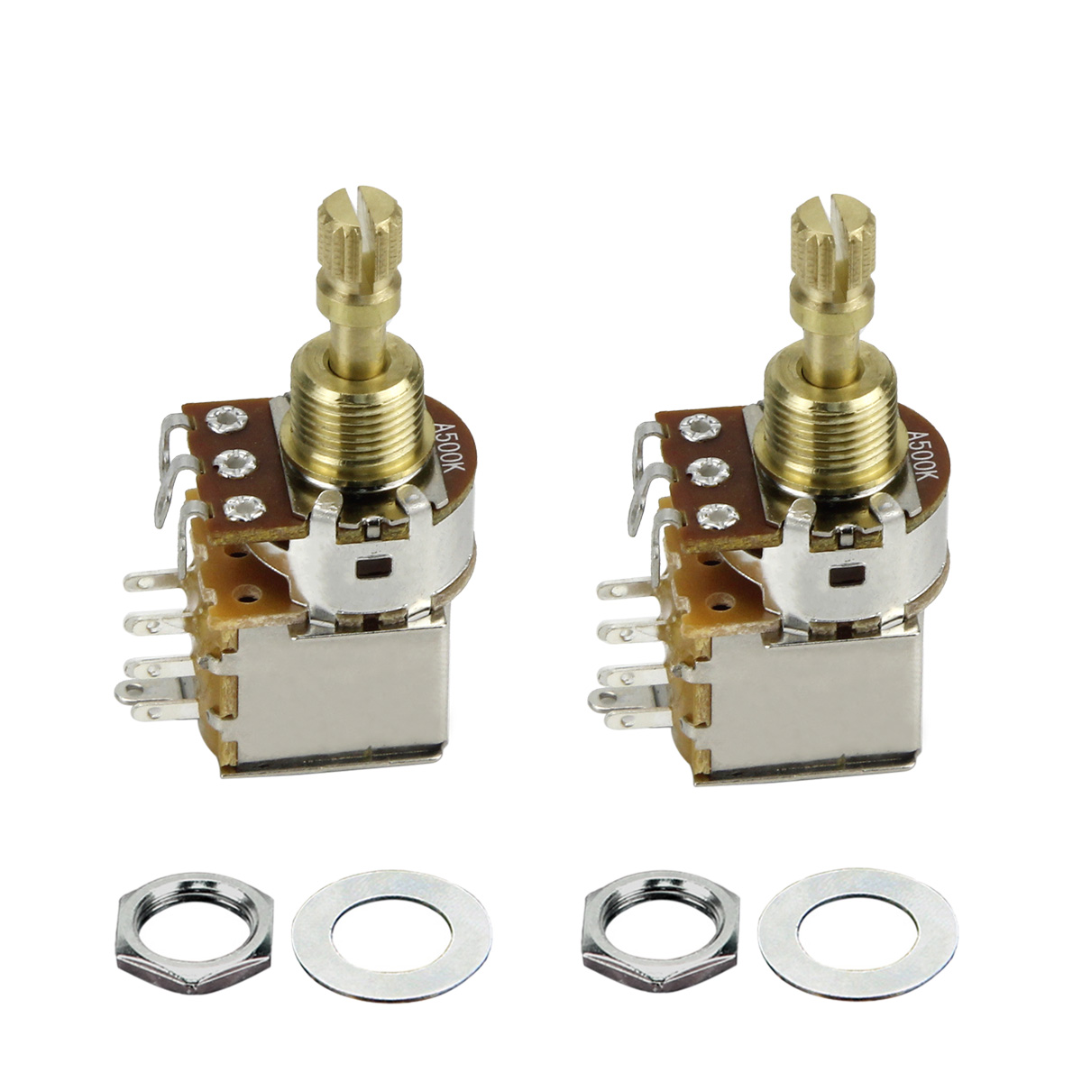FLEOR 2PCS Guitar Potentiometer Pot Switch Push Push A500K Audio Taper Short Shaft Pot