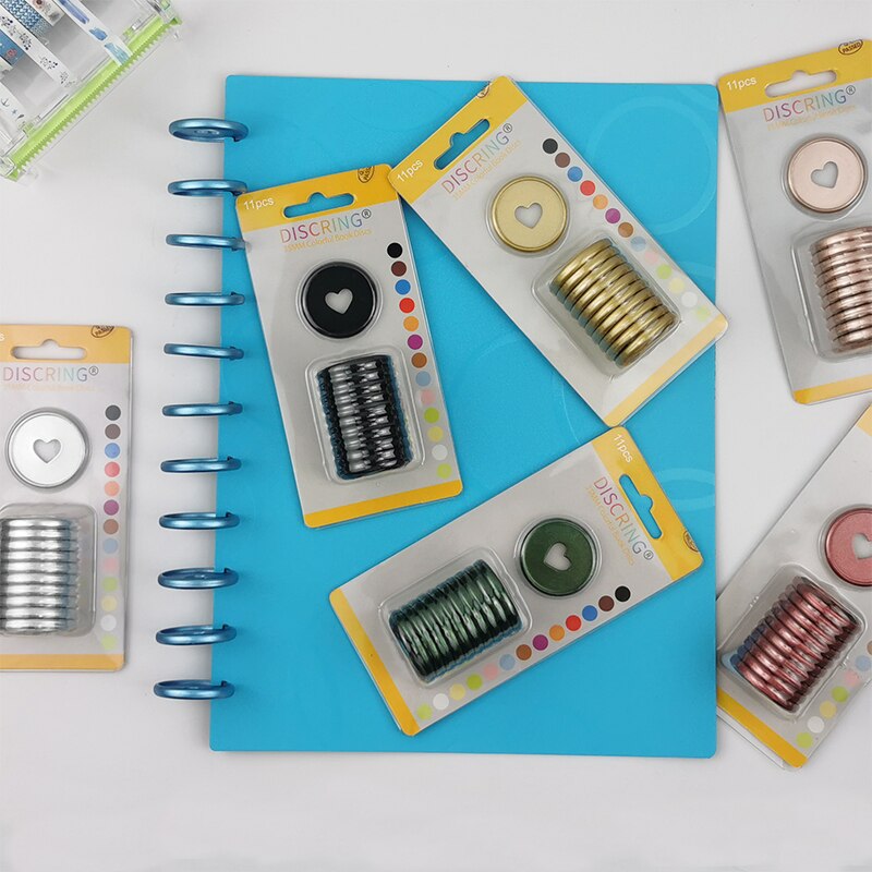 11pcs/1box Colour Mushroom Hole 35mm Plastic Matte Binding Discs Notebook Binder Ring Discs Button Planner Binder DIY Scrapbook