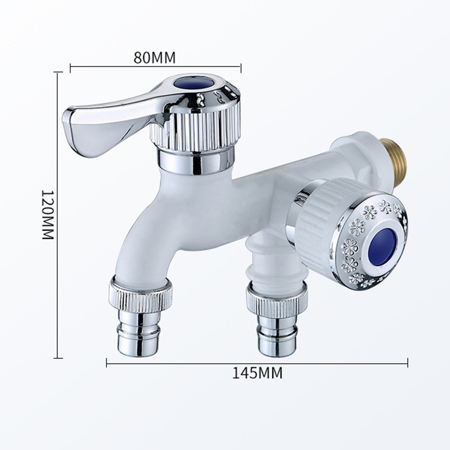 Dubbele uitlaat kraan Dual Control waterkraan 1 in 2 uit tuin buiten balkon badkamer keuken 1/2 "buitendraad kunststof kraan: Bruin