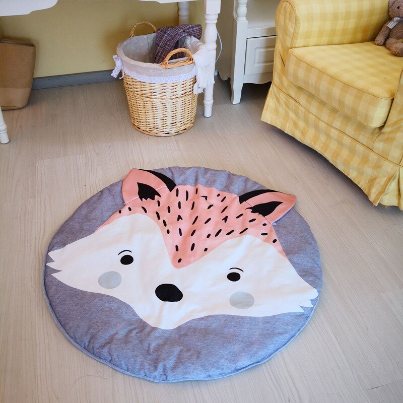 90Cm Kids Play Game Matten Ronde Tapijt Tapijten Mat Katoen Vos Kruipen Deken Vloer Tapijt Voor Kinderkamer Decoratie ins Baby
