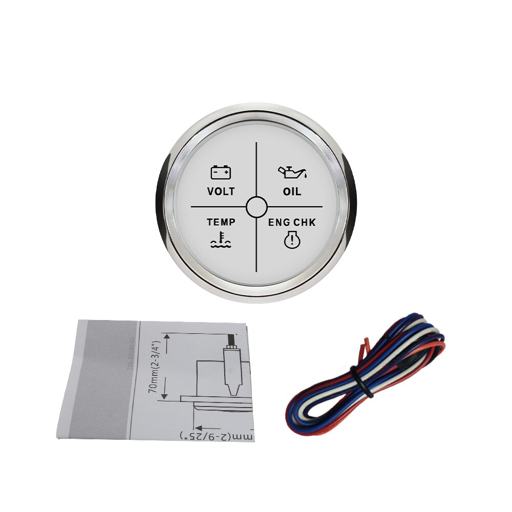 4LED Motor Alarm Indicator Gauge 2 "12V/24V Voor Auto Boot Motorfiets Met Backlight: WS