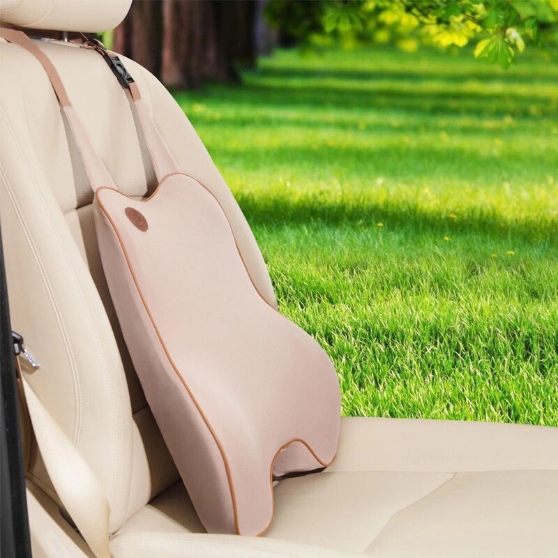 Vacuum compression Upgrade lumbar support cushion Spine Correct Memory Foam Cushion Massage Support Pad Car Pillows: Brown