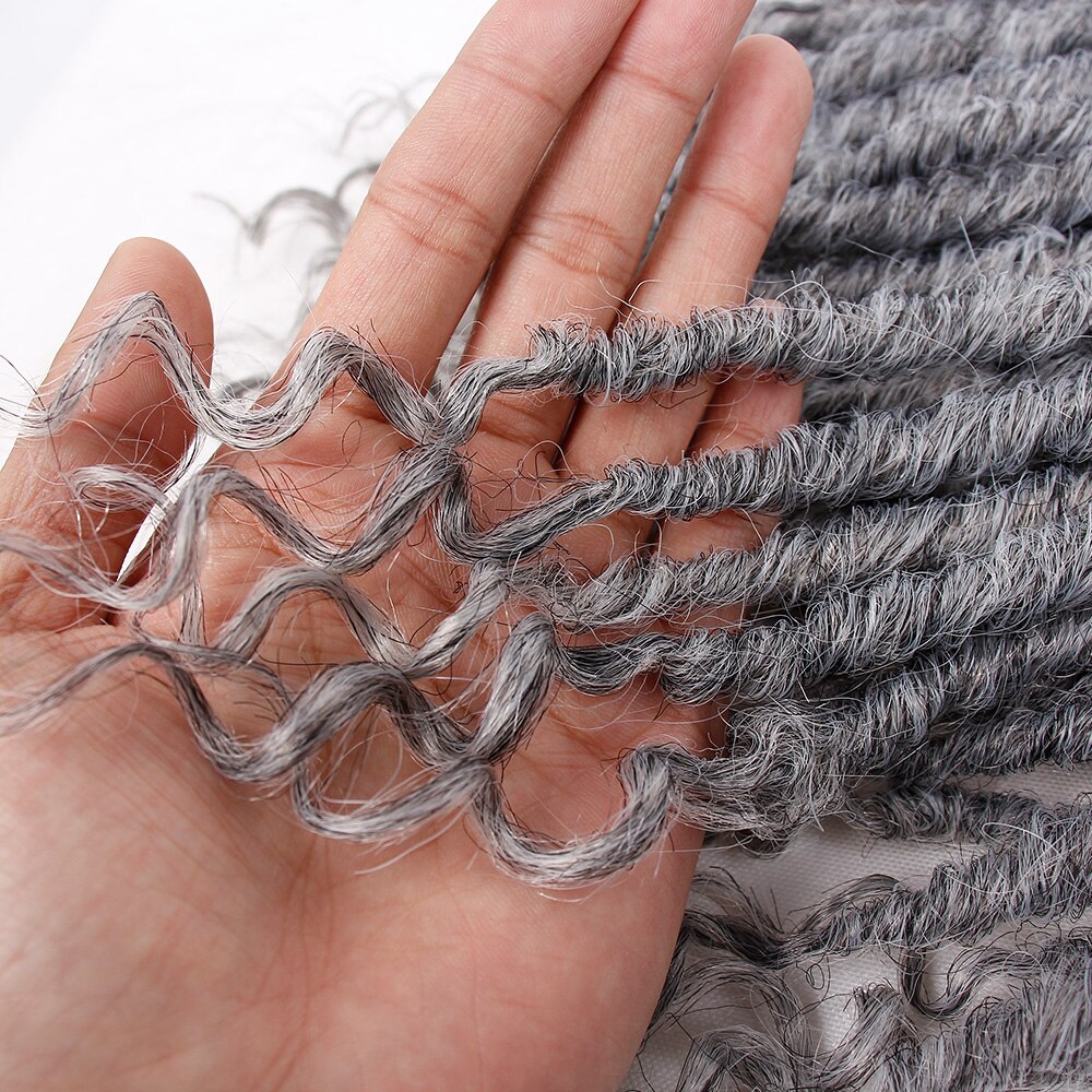 Goddess Locs Crochet Hair Faux Locs with Curly Ends Ombre Grey Goddess Faux Locs Hair Soft Synthetic Braiding Hair Extensions