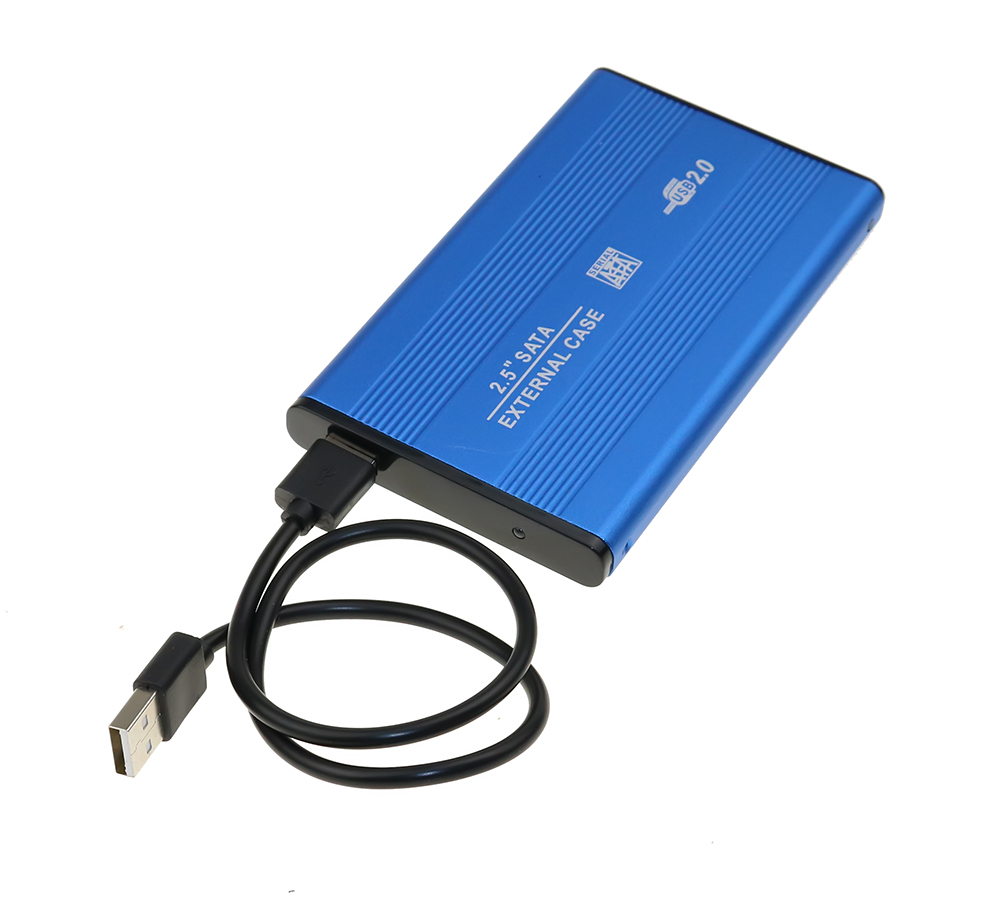 2.5 "usb 2.0 sata hd externo caixa até 3tb hdd disco rígido disco rígido externo hdd caso do cerco para windows/mac: Azul