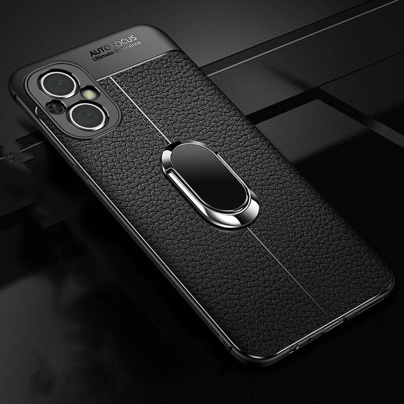 Lederen Textuur Case Voor Oppo Reno 7Z Case Soft Tpu Metalen Ring Case Voor Oppo Reno7 Z 5G Telefoon case