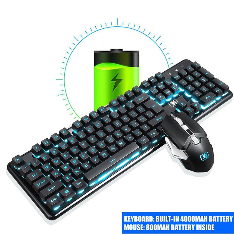 Recharging Wireless Keyboard Gaming Mechanical Feeling Keyboards RGB Backlit 2.4g Wireless Mouse 2400dpi Pc Gamer Keypad Punk