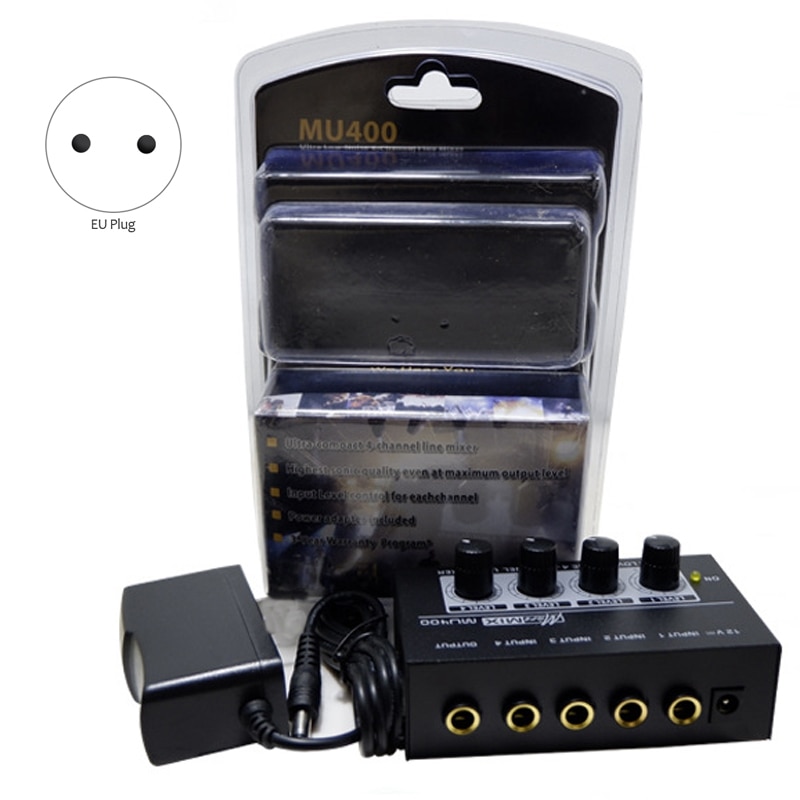 MU400-Mezclador de 4 canales o Mini mezclador de señal para 6,5mm o Cable (Enchufe europeo)