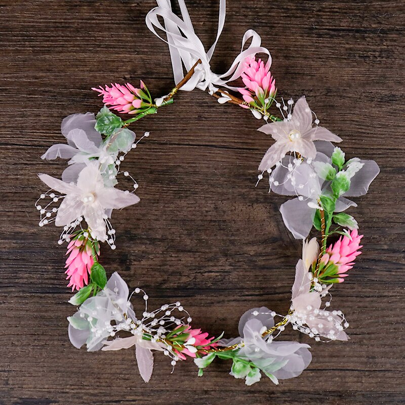 Guirnalda de flores artificiales para niña y mujer, accesorios para el cabello, corona de boda, Festival, , hecho a mano, de verano