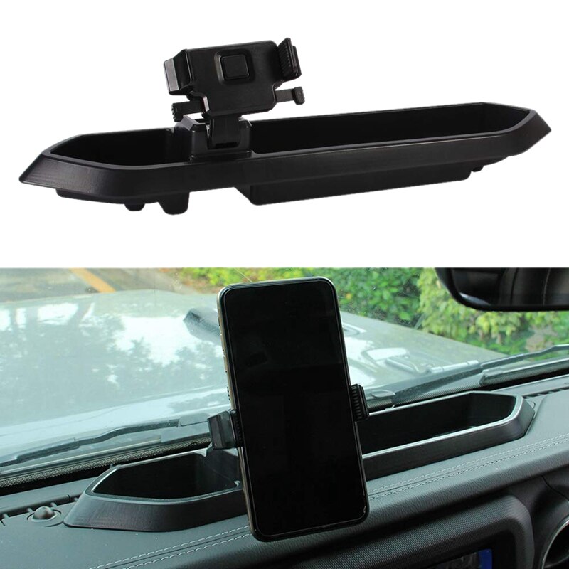 Dash Tray Mount Phone Holder Upper Dash Panel Storage Box With Holder For Jeep Wrangler Jl Jlu