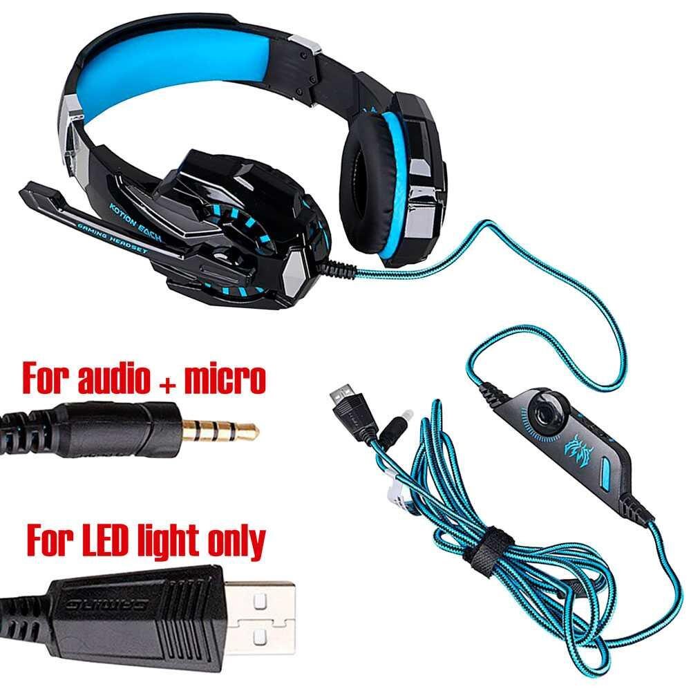 Ociodual Gaming Headset G9000 Stereo Microfoon Game Led Light Voor Pc PS4 Xbox Blauw Headset Ruisonderdrukkende Over Ear Mic