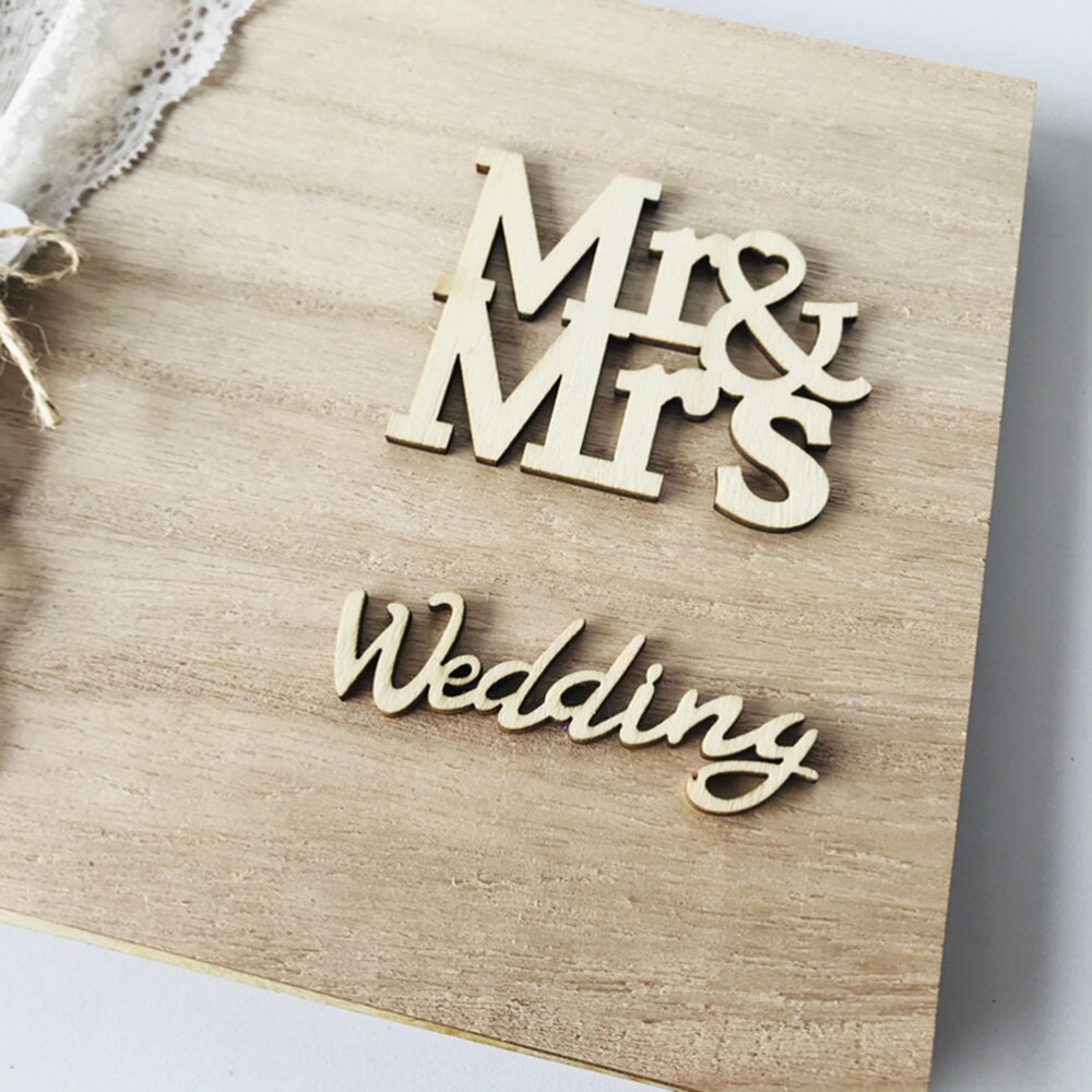 1Pc 30 Pages Retro Wooden Guest Book DIY Guest Sign-in Book Message Book Guestbook for Engagement Wedding Ceremony