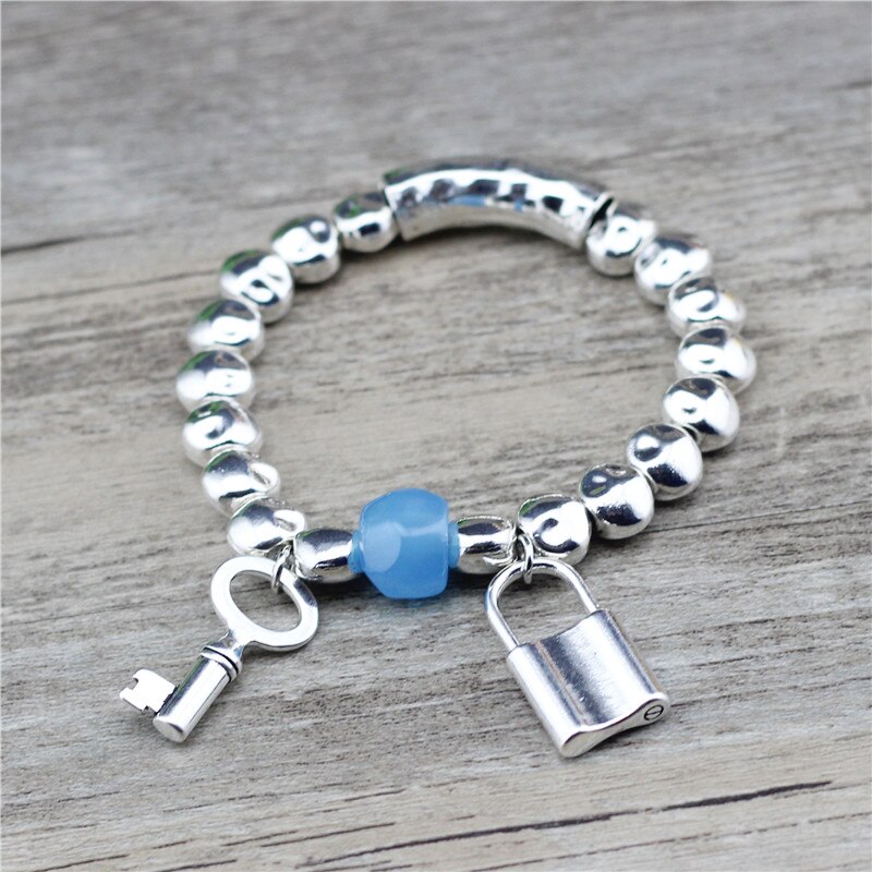 Anslow vintage smykker diy lås og nøgle elsker zink legering søde romantiske trendy armbånd & amp; armringe ven lav 0829lb