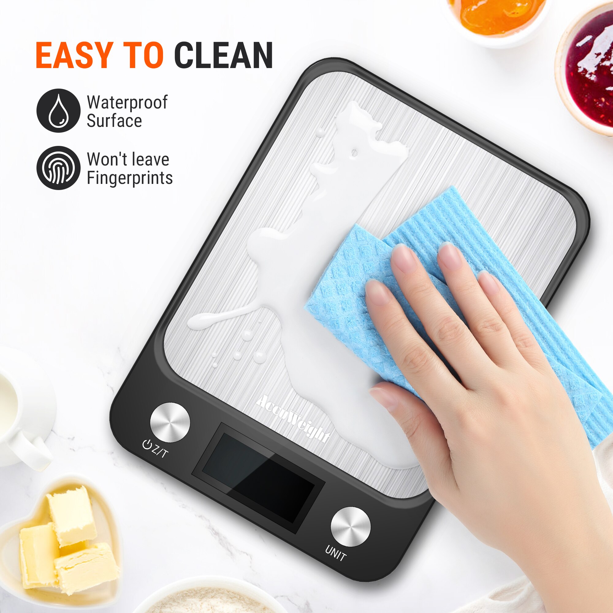Accuweight-báscula Digital de cocina CX2018, balanza de acero inoxidable para pesar alimentos, herramienta de cocina con Sensor de alta precisión, 10KG