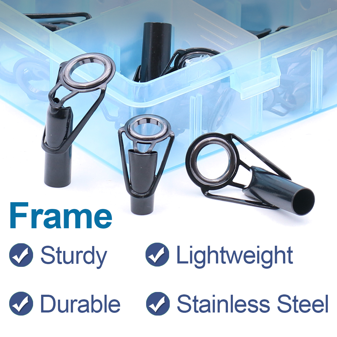 FishTrip 5Pcs Rod Tip Top Guides Stainless Steel Ceramic Ring 1.8mm~8.0mm for Fishing Rod Building Repair Replacement