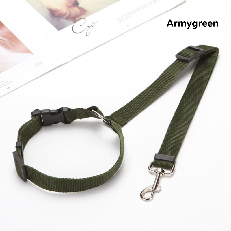 Verstelbare Hond Auto Veiligheidsgordel Reflecterende Huisdier Veiligheid Seat Belt Clip Buckle Tether Duurzaam Reizen Riem Lood Thuis Huisdier Product Gadget: armygreen