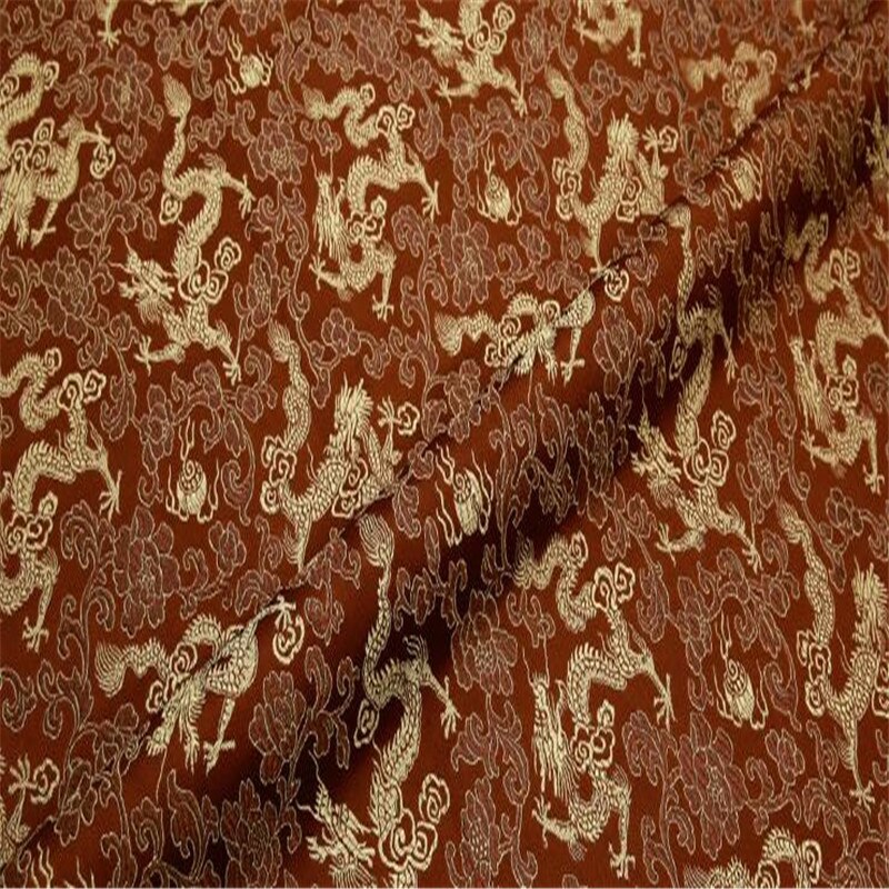 Brokade polyester stof små drager klassisk mønster bedste jacquard stof til kinesisk cheongsam: 5 brune