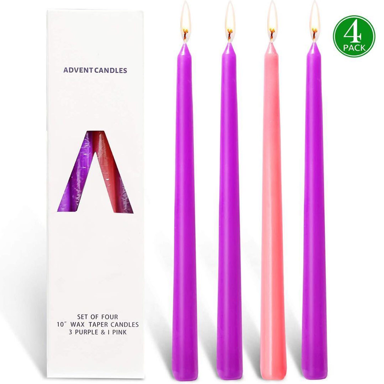 4PCS Christmas Advent Candles Night Light 3 Purple And 1 Pink Candles Decor For Birthdays Weddings Party Home