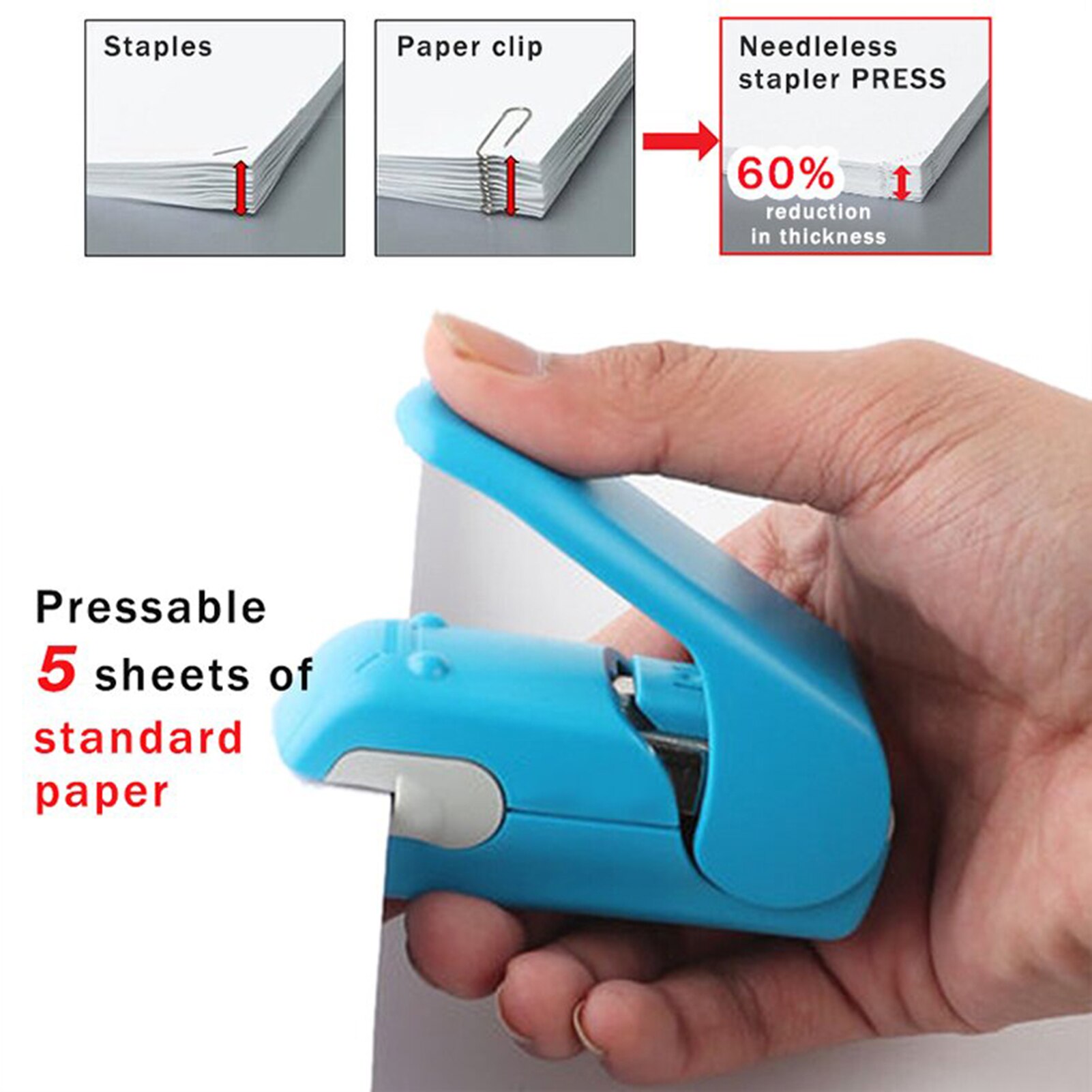 Staple Free Stapler Time Saving Effortless Needle Free Handhled Stapler Mini Portable